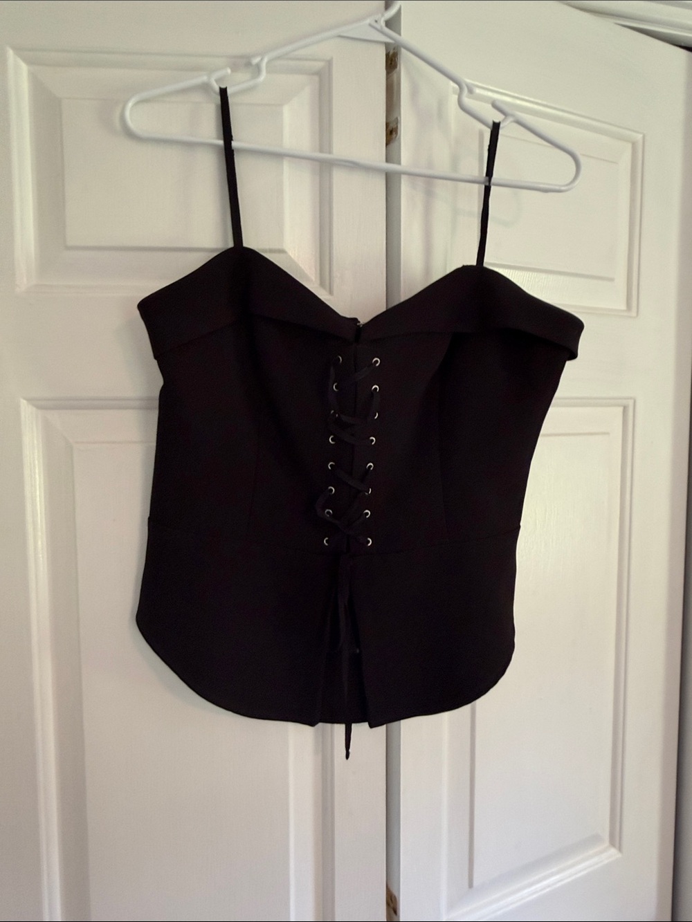 Express Black Lace-Up Strapless Corset Camisole